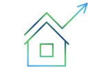 Real Estate Investment icon with upward arrow above house